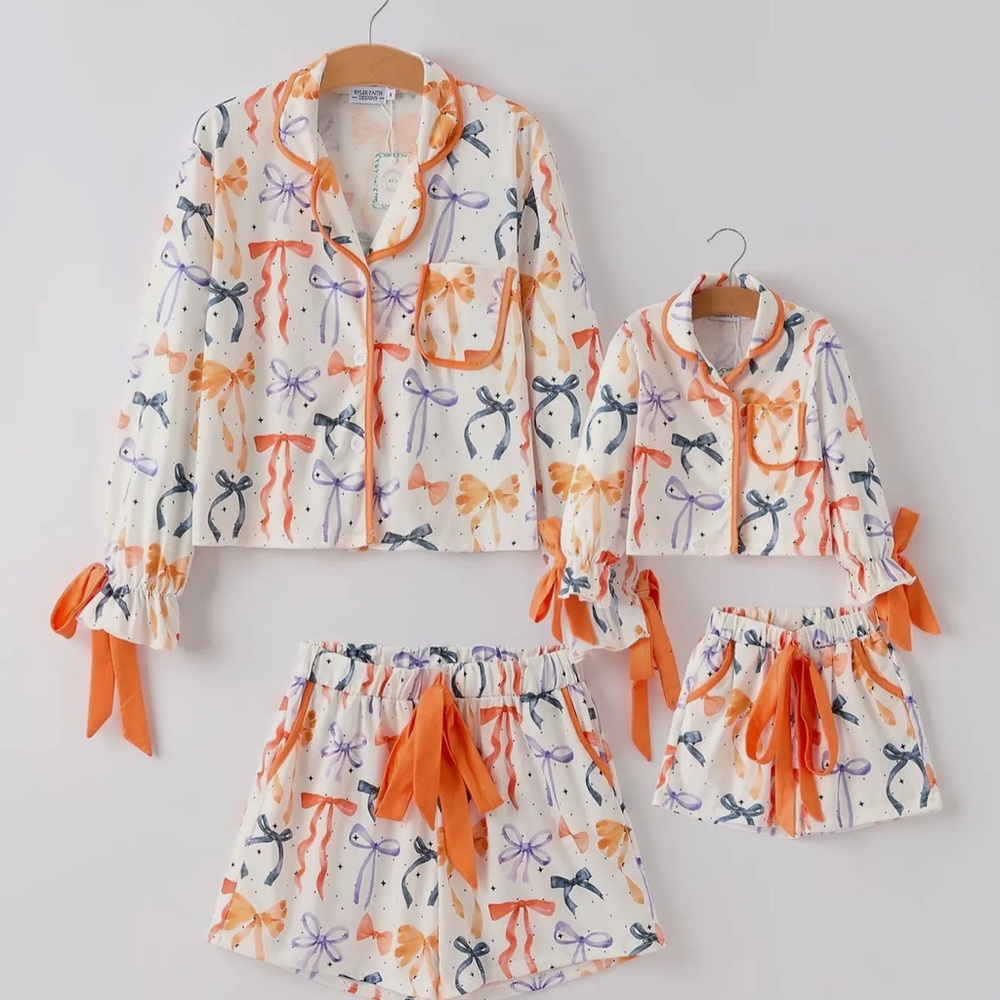 Halloween Mommy and Me Bow Print Pajama Set grand millennial coquette fall